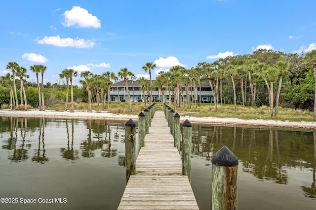 view of dock featuring a water view