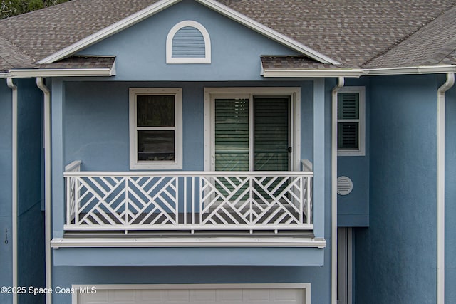 exterior space featuring a garage