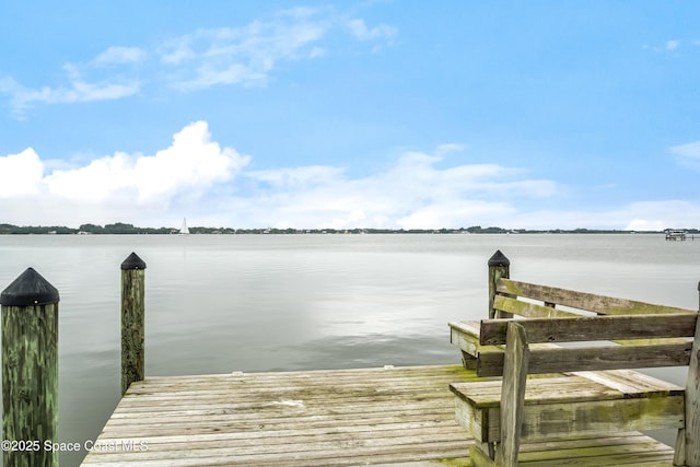 dock area featuring a water view