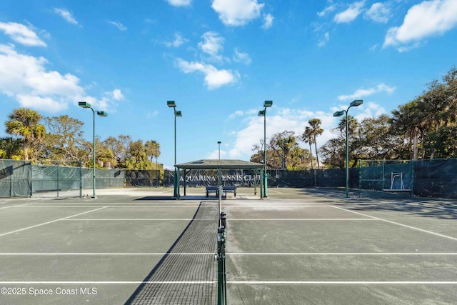 view of sport court featuring a gazebo