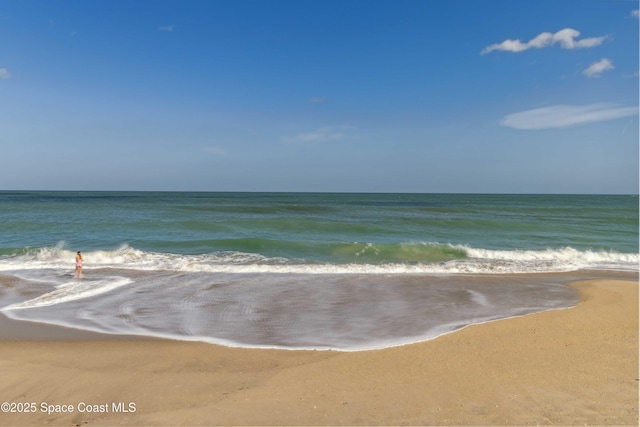 view of water feature featuring a beach view