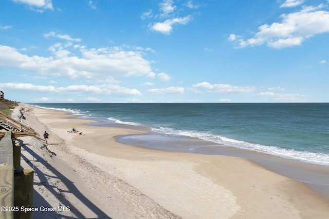 view of water feature featuring a view of the beach