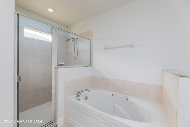 bathroom with plus walk in shower