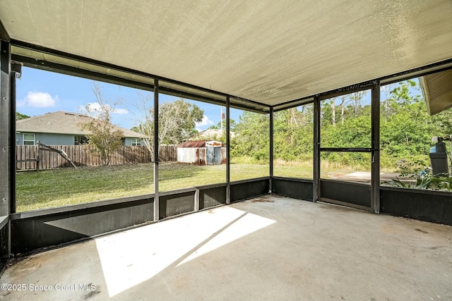 view of unfurnished sunroom