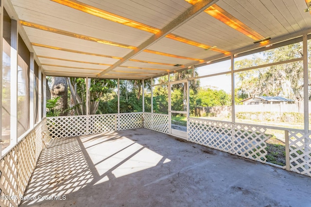 view of unfurnished sunroom