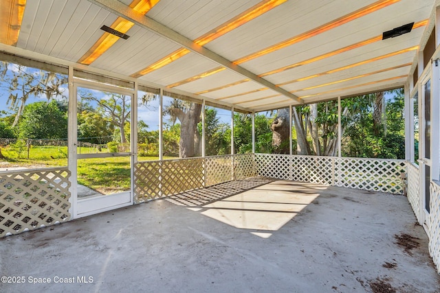 view of unfurnished sunroom