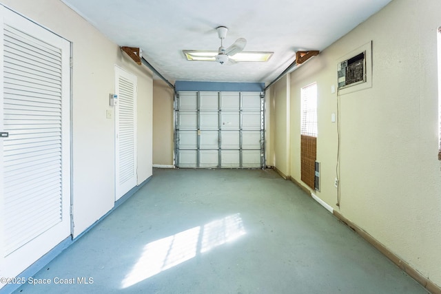 garage with ceiling fan