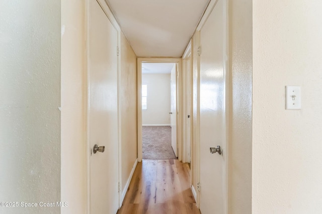 corridor featuring light wood-type flooring