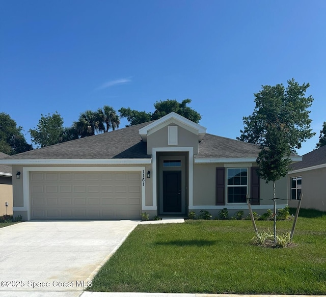 1161 Tupelo Cir, Cocoa, FL 32926 - single story home with stucco siding, an attached garage, driveway, and a front yard