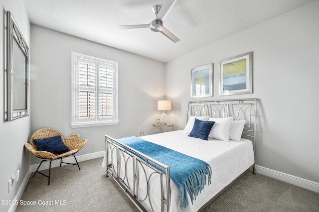 bedroom featuring carpet flooring and ceiling fan