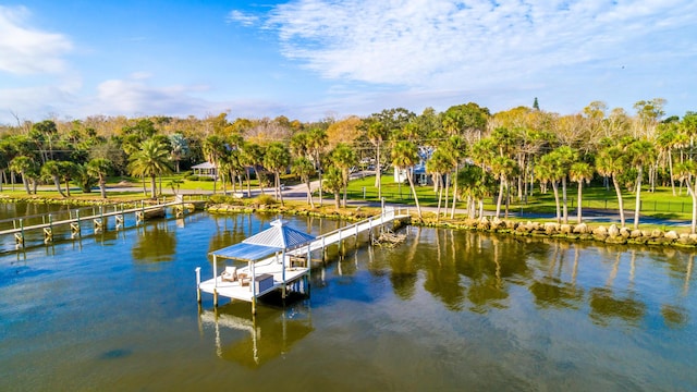 view of dock featuring a water view