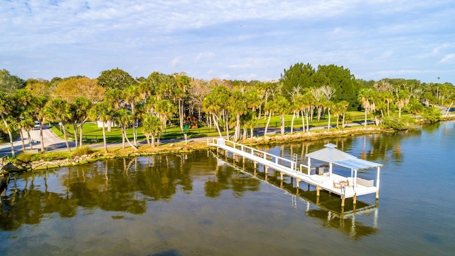 dock area featuring a water view