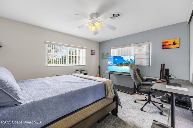 bedroom featuring ceiling fan