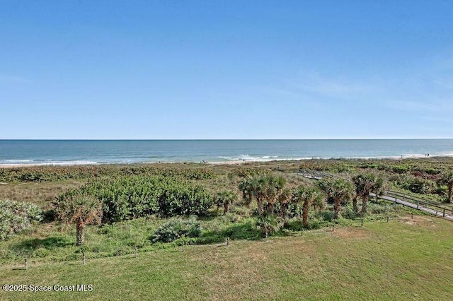 view of water feature with a view of the beach