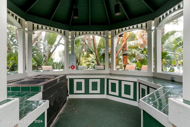 view of patio featuring a gazebo