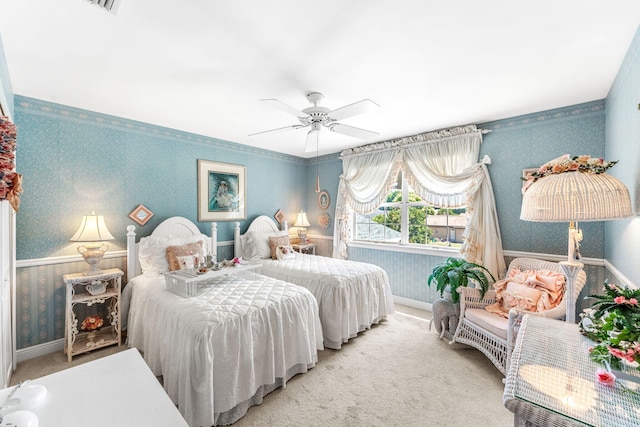 bedroom with carpet floors and ceiling fan