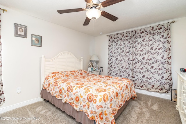 bedroom with carpet floors and ceiling fan