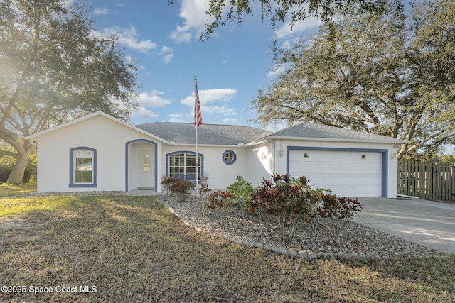 single story home with a garage