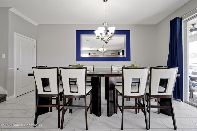 dining room featuring an inviting chandelier