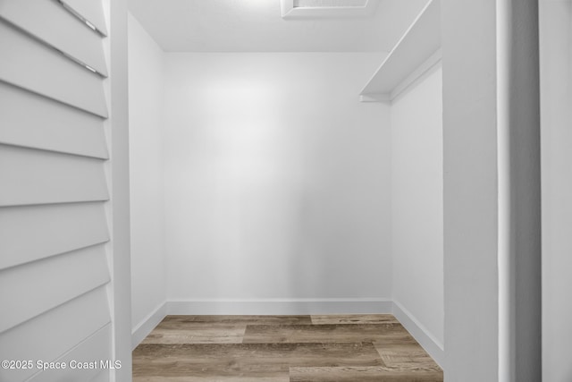 walk in closet with hardwood / wood-style floors