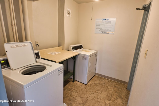 washroom with washing machine and dryer