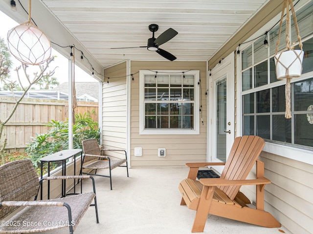 view of patio with ceiling fan