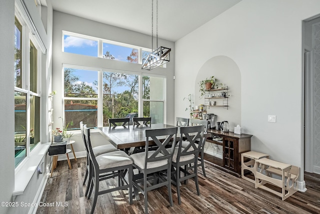 dining space featuring dark hardwood / wood-style flooring