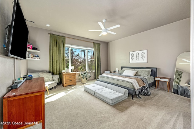 bedroom with carpet flooring and ceiling fan