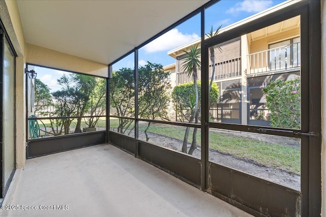 view of unfurnished sunroom