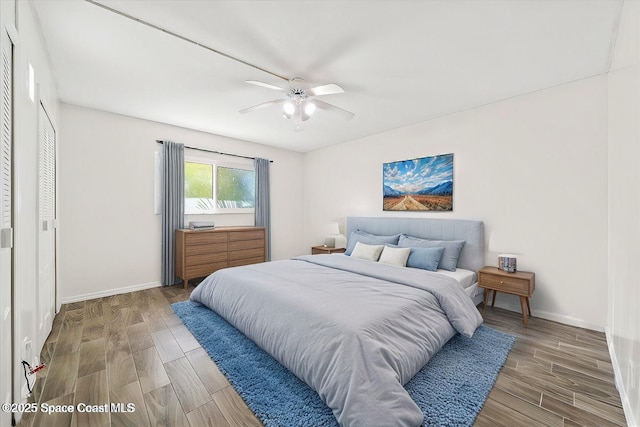 bedroom with a closet and ceiling fan