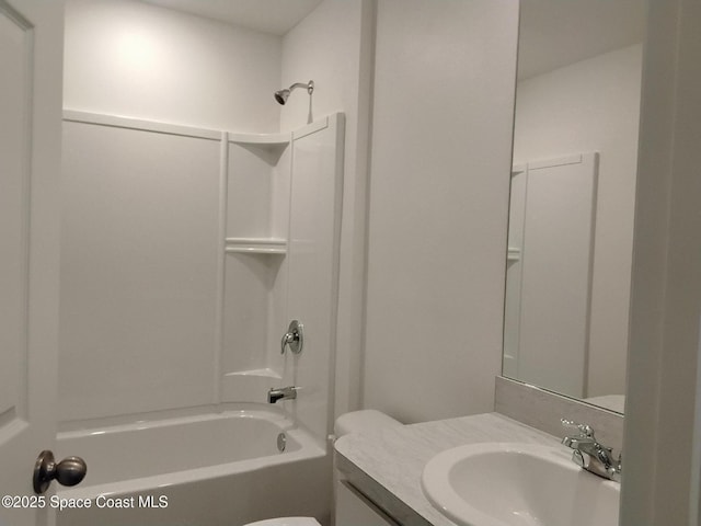 full bathroom with vanity, toilet, and shower / bath combination