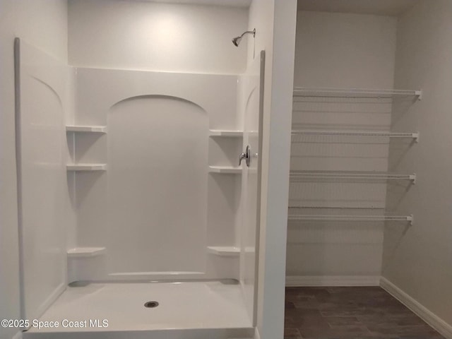 bathroom with a shower