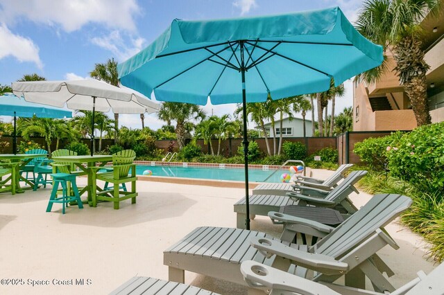 view of swimming pool featuring a patio