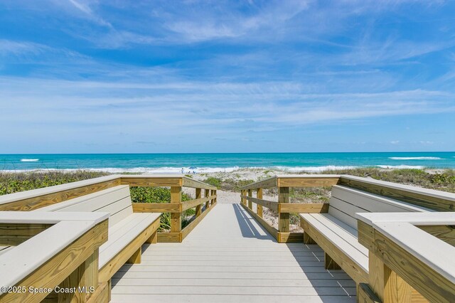 view of water feature featuring a view of the beach