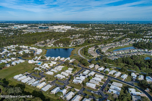 bird's eye view featuring a water view