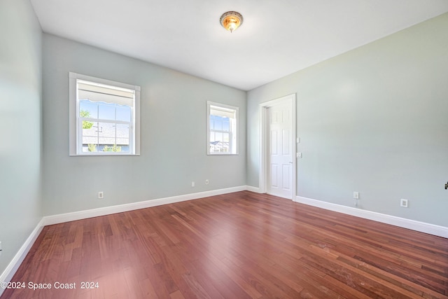 unfurnished room featuring a wealth of natural light and wood-type flooring