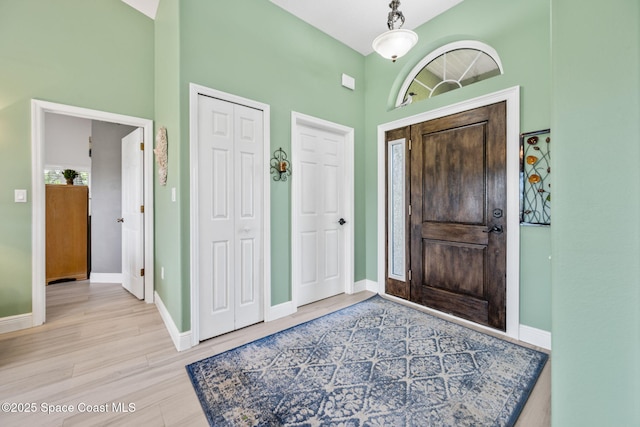 entrance foyer featuring light wood-type flooring