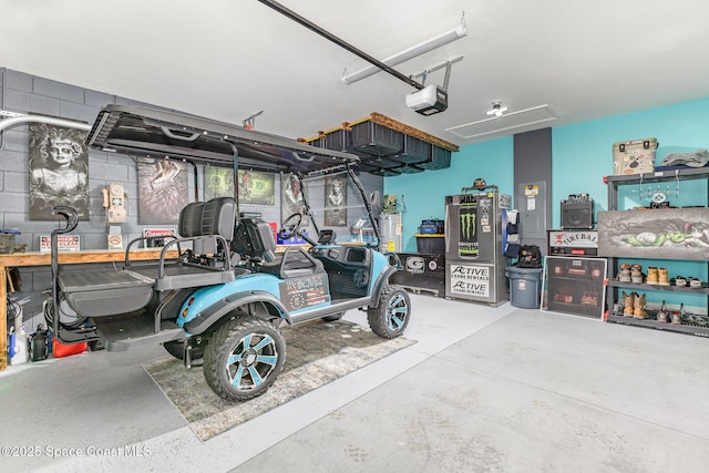 garage with a garage door opener