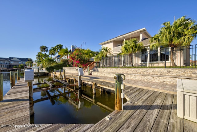 view of dock featuring a water view