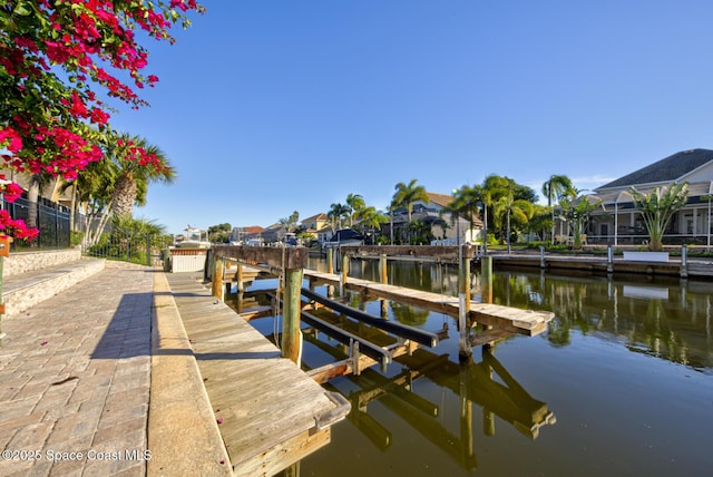 view of dock featuring a water view