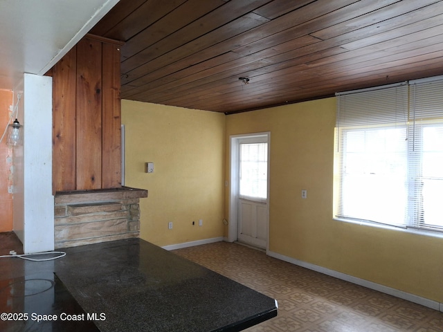 interior space with wood ceiling