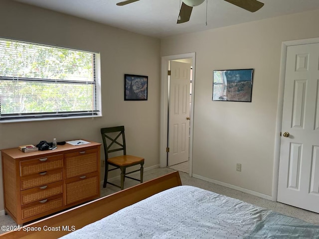 bedroom featuring ceiling fan