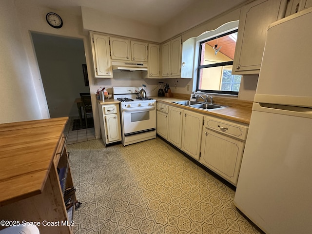 kitchen with sink and white appliances