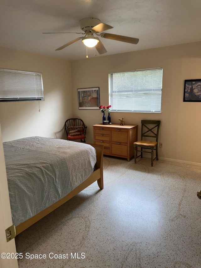 bedroom featuring ceiling fan