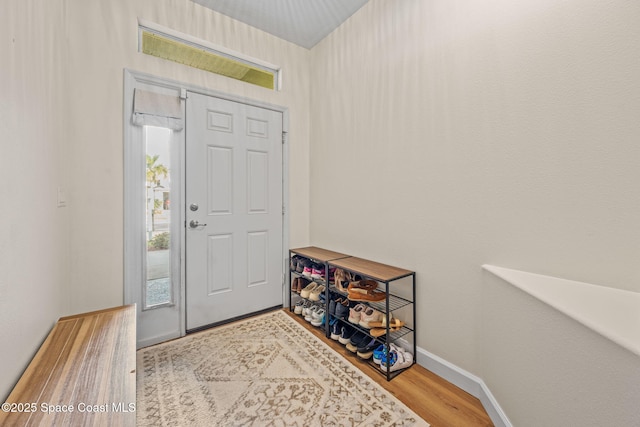 entrance foyer with light wood-type flooring and a healthy amount of sunlight