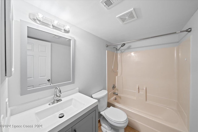 full bathroom with vanity, toilet, and shower / bath combination