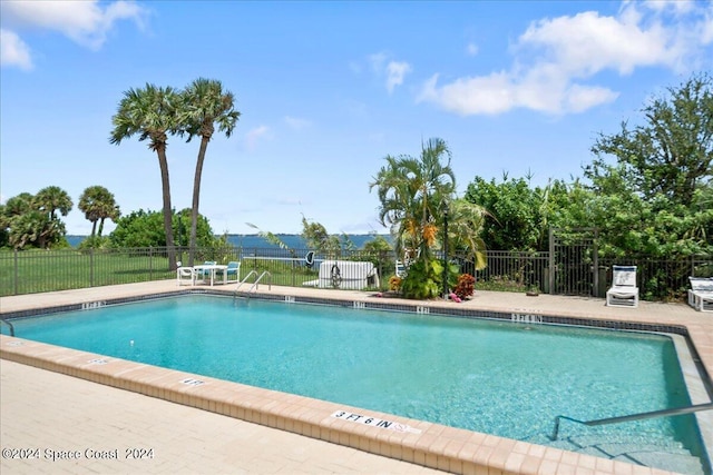 view of pool featuring a patio