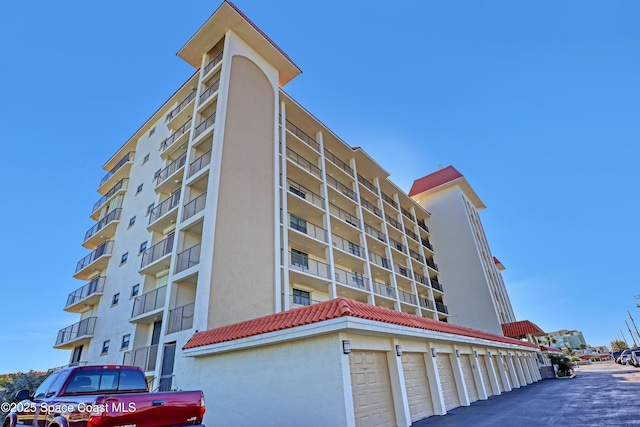 view of building exterior with a garage