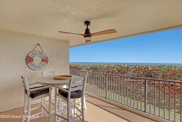 balcony with ceiling fan