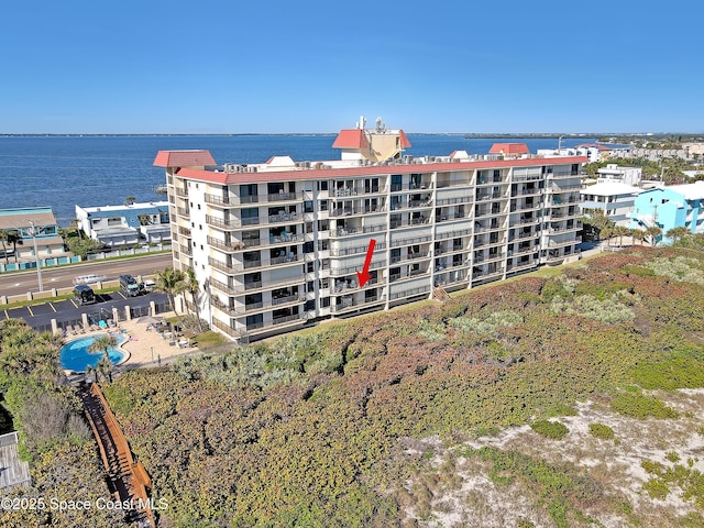 view of property with a water view